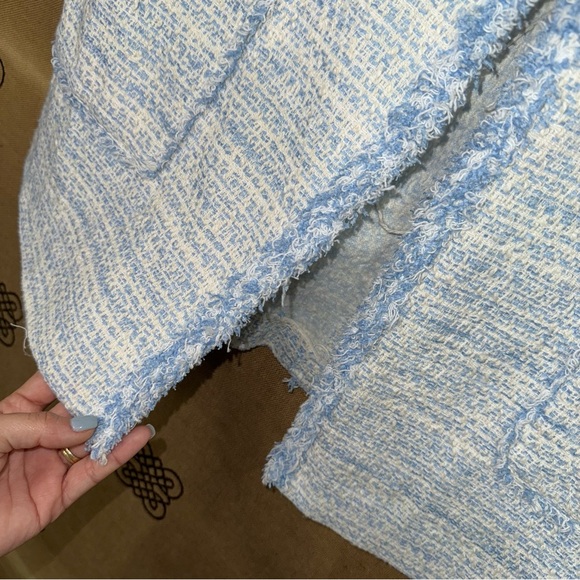 Zara NWT! Blue Kate Middleton Style Tweed Jacket In Light Blue Size L - Picture 8 of 16